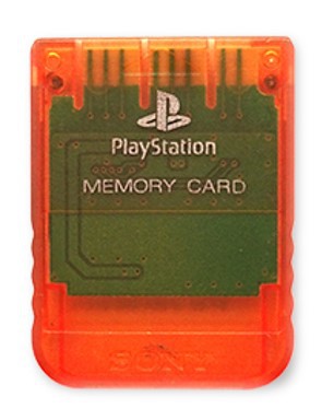 Original Playstation 1 Memory Card - Crystal Orange - Playstation 1 Hardware